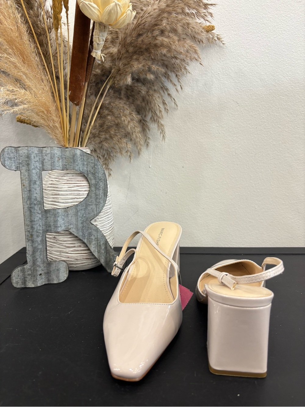 Marc Fisher Blush Patent Slingback Block Heels